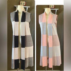 Leo & Nicole plaid open front Sweater Vest Long cardigan women’s size Small